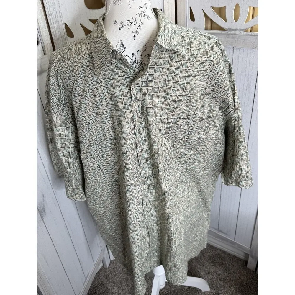 Burma Bibas Patterned Button-Up Shirt Geometric Print Cotton Vintage XXL